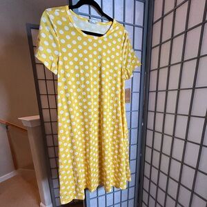 NWT LuLaRoe Jessie Yellow Polka Dot Swing Dress